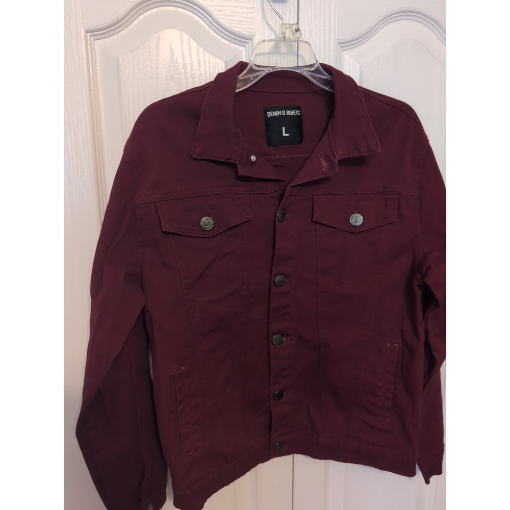 Denim and Rivets Denim Jean Jacket Mens Size Large Red